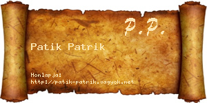 Patik Patrik névjegykártya